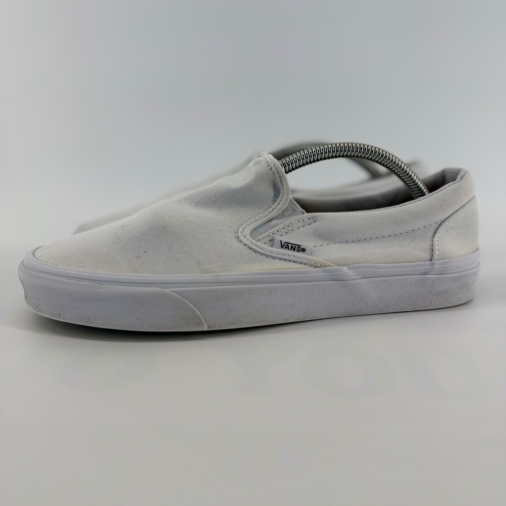 Vans Classic Slip-On Canvas Skate Shoes Unisex Low Top Sneakers White M 8 W 9.5
